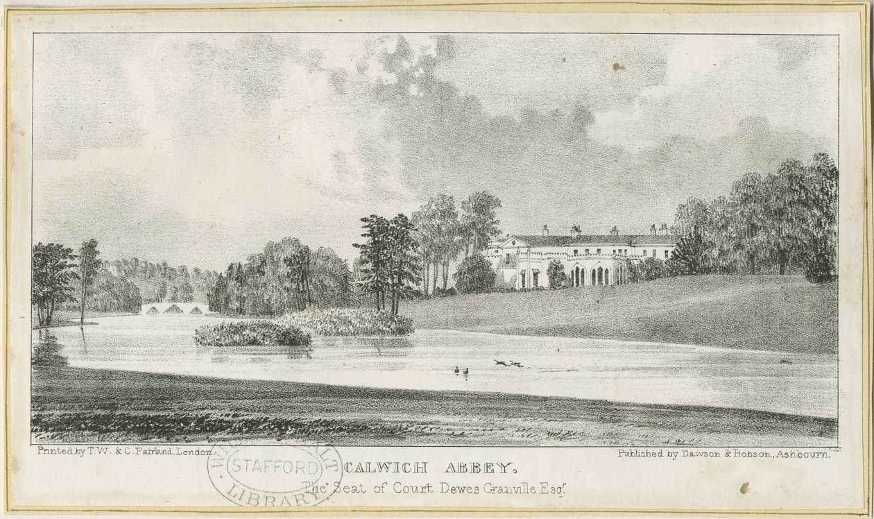 Ellastone - Opactwo Calwich: litografia, nd [c.1839] (druk) autorstwa School English