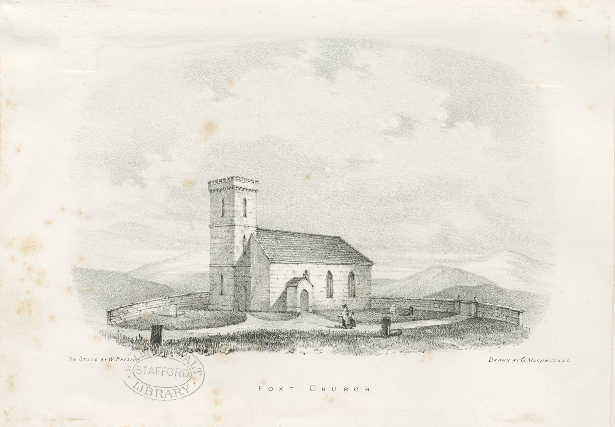 Foxt Church: litografia, nd [c 1840] (druk) autorstwa School English