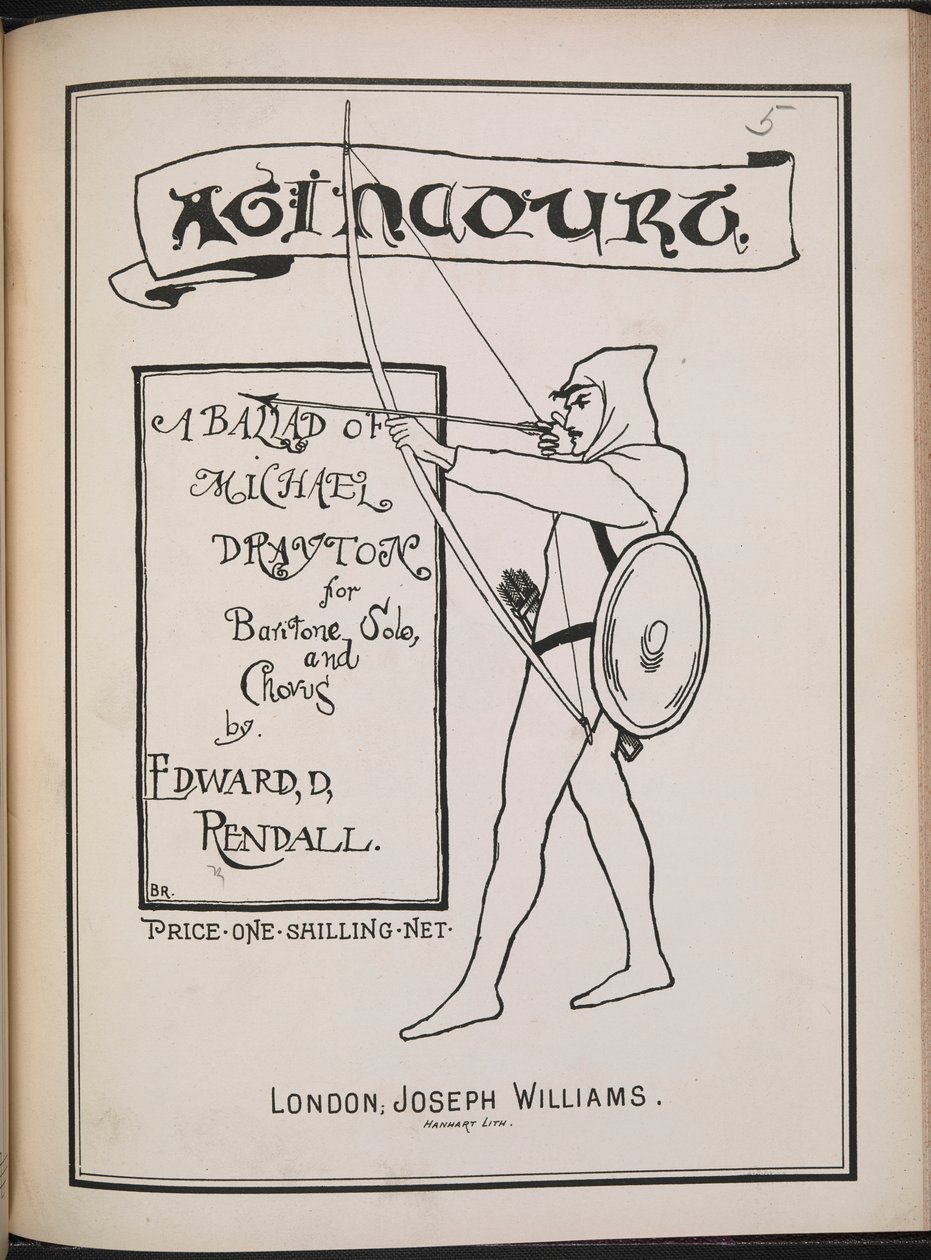 Frontyspis do „Ballady o Michaelu Drayton” Edwarda D. Pendalla, przedstawiający łucznika (lito) autorstwa School English