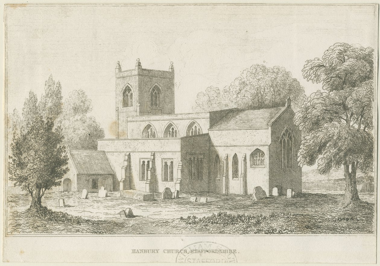 Hanbury Church: akwaforta, nd [c 1800] (druk) autorstwa School English