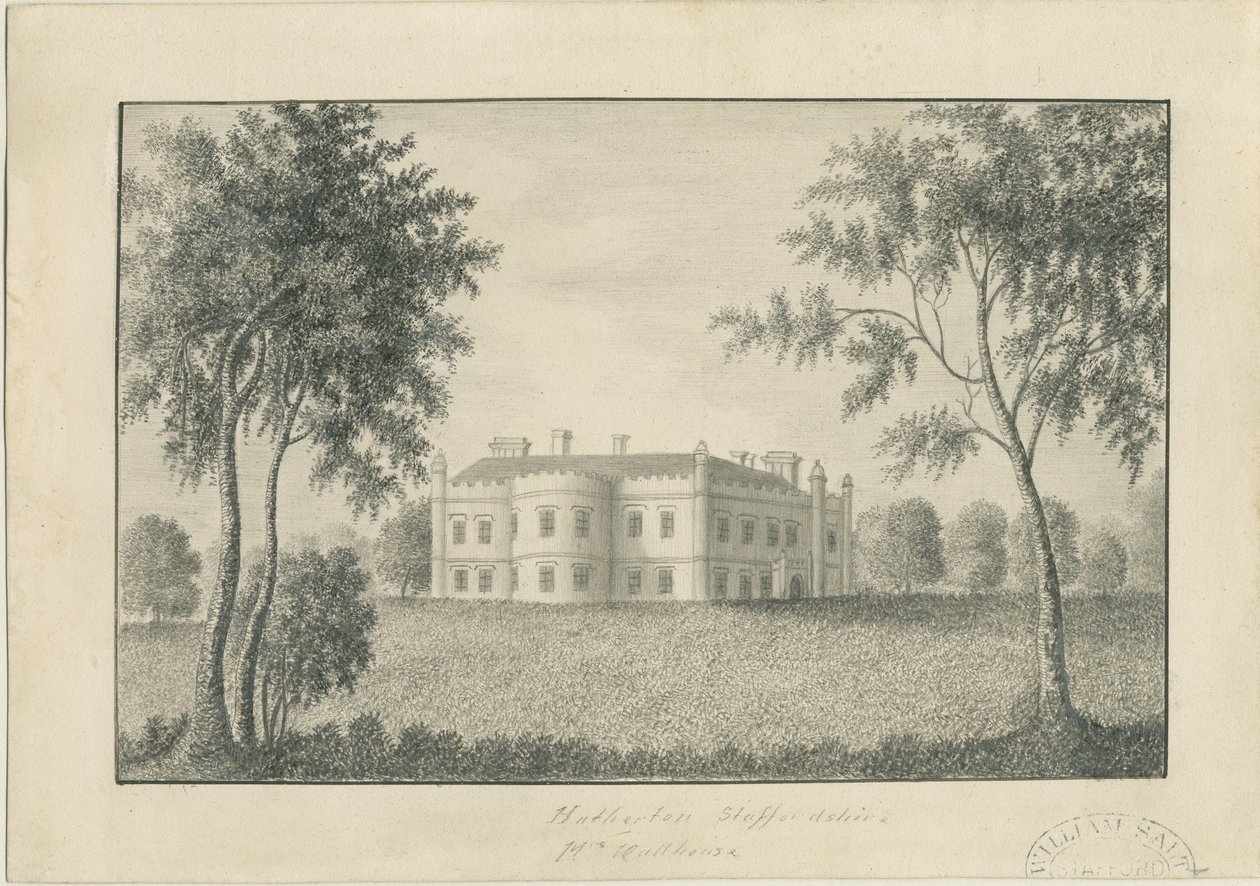 Hatherton Hall: rysunek ołówkiem, bd [ok. 1860] (rysunek) autorstwa School English