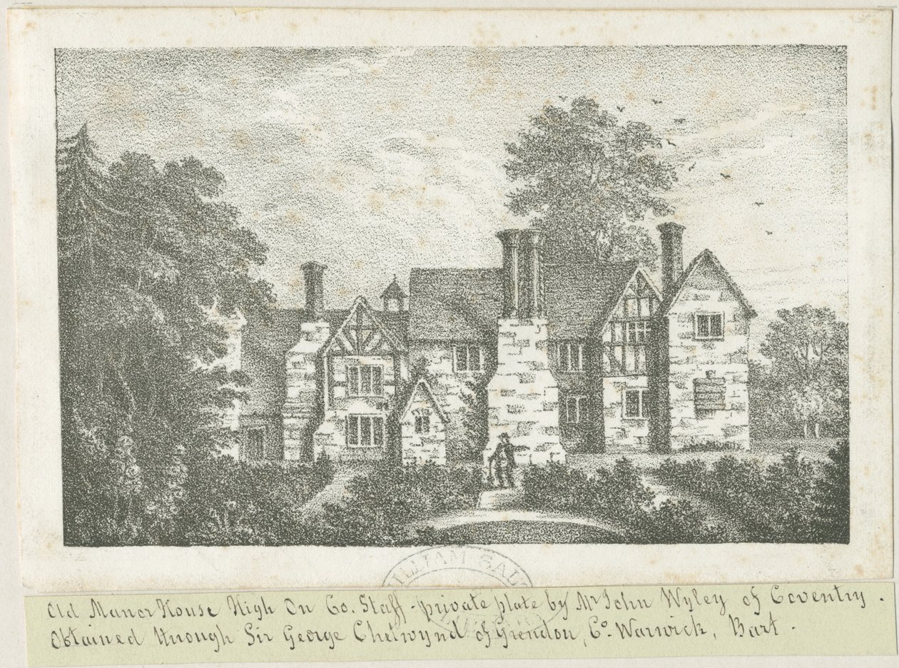High Onn - Old Manor House: litografia i [?XIX w.] (druk) autorstwa School English