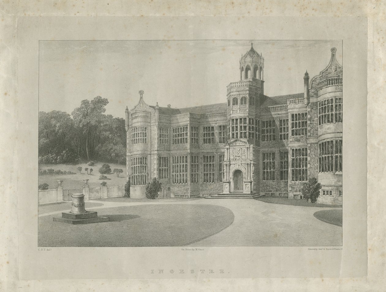 Ingestre Hall: litografia, nd [c 1840] (druk) autorstwa School English