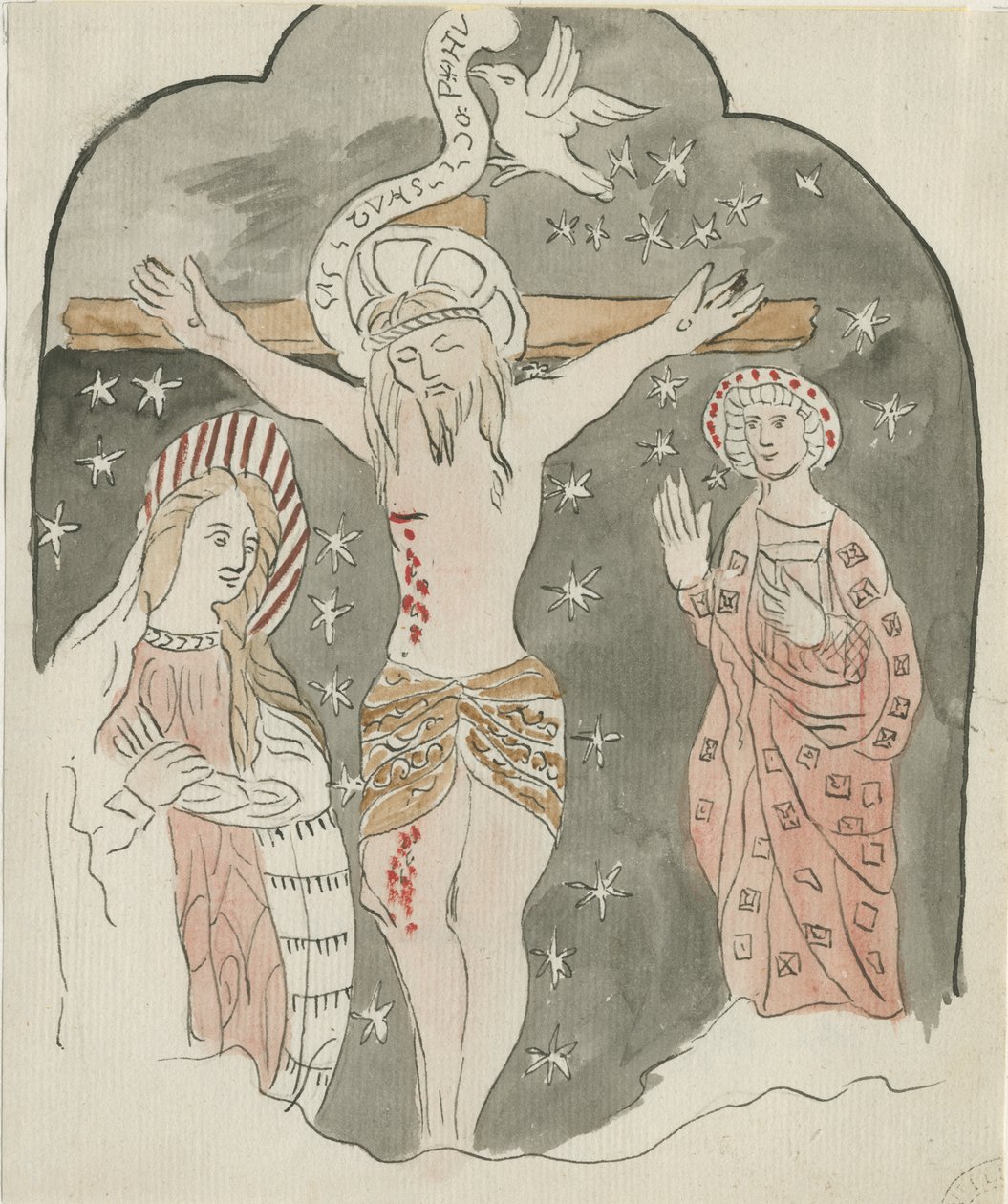Lichfield - Reprezentacja Ukrzyżowania (greyfriars): malarstwo akwarelowe i [?koniec XVIII w.] (malarstwo) autorstwa School English
