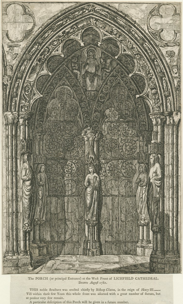 Katedra w Lichfield - West Doorway: akwaforta, sierpień 1782 (druk) autorstwa School English