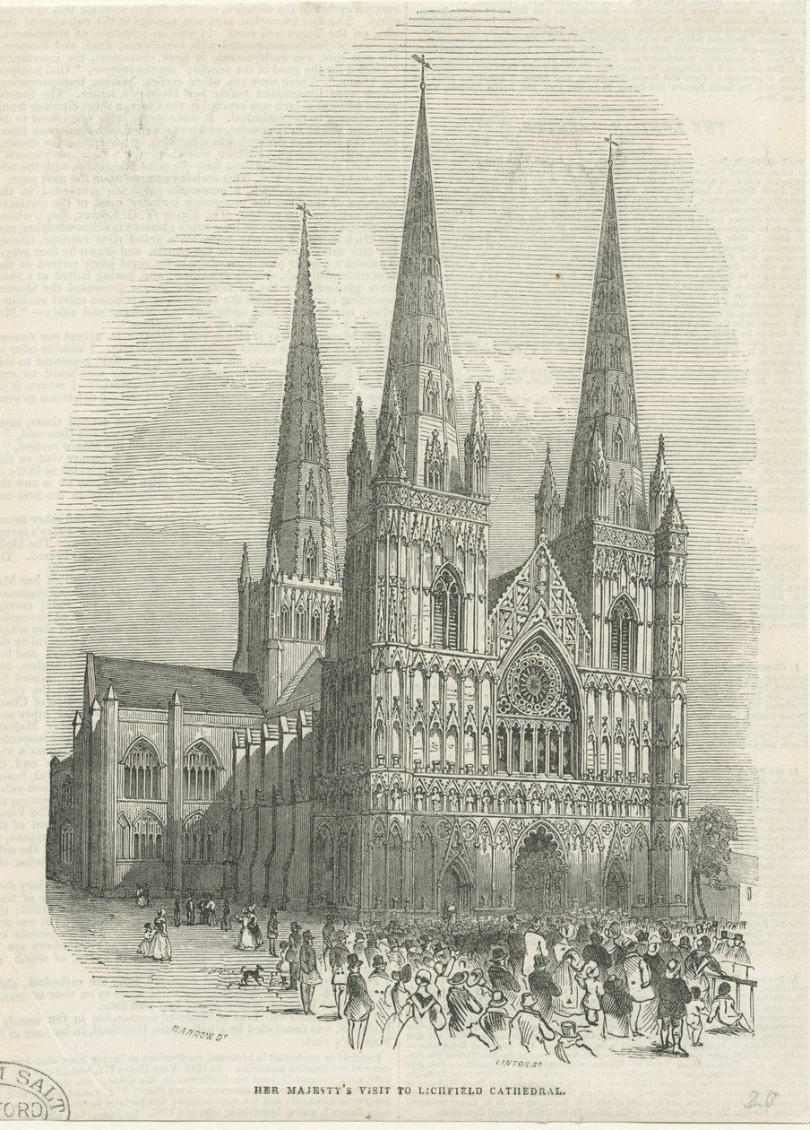 Katedra w Lichfield - front zachodni: drzeworyt, bd [1843] (druk) autorstwa School English
