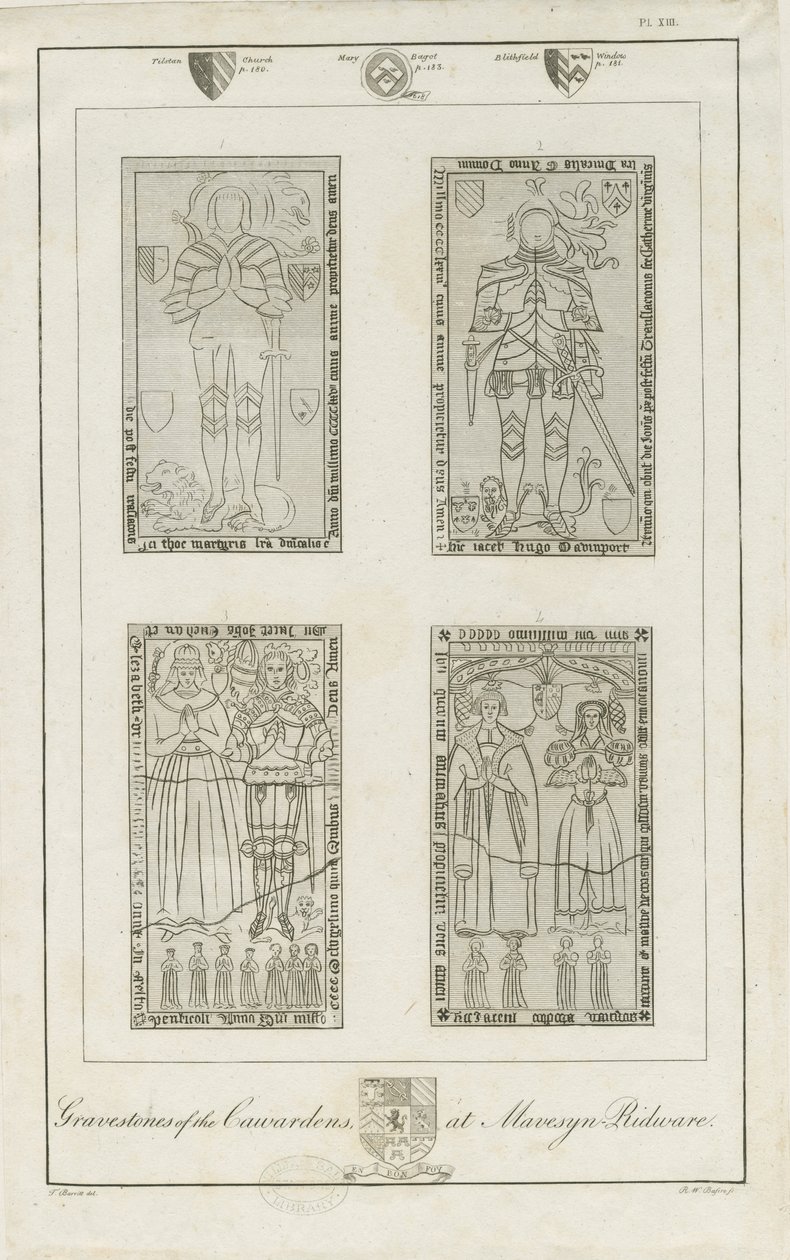 Mavesyn Ridware - Nagrobki Carwardenów: grawerowanie, nd [koniec XVIII w.] (druk) autorstwa School English