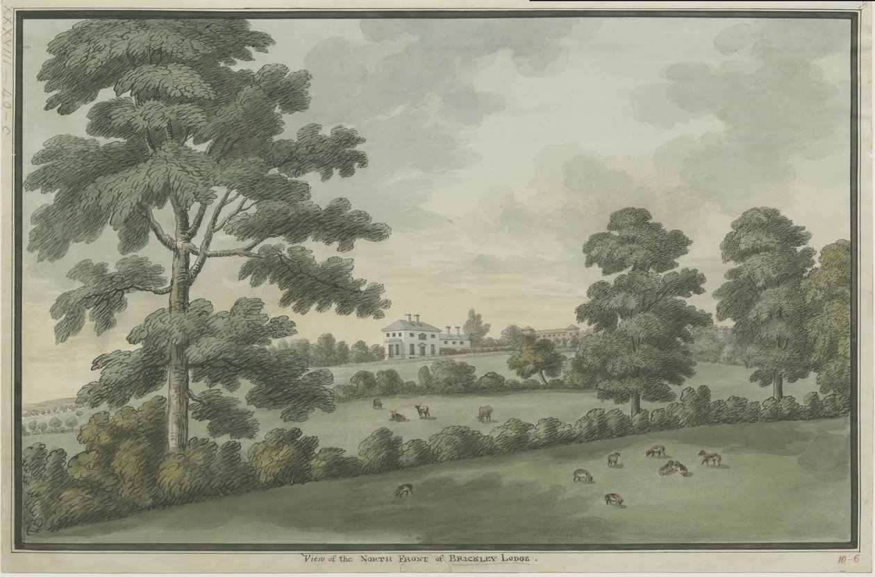 Needwood - Brickley Lodge: malarstwo akwarela i [c 1786] (malarstwo) autorstwa School English