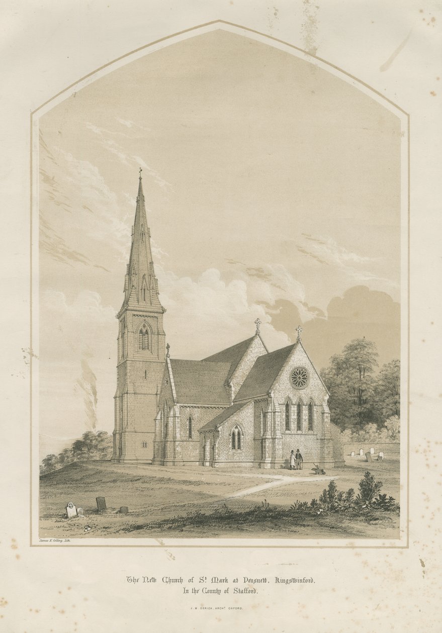 Pensnett Church - "Kościół św. Marka": przyciemniana litografia i [ (druk) autorstwa School English