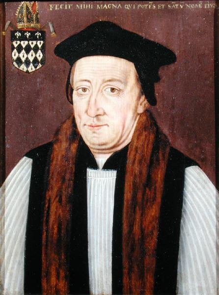 Portret Wilhelma z Waynflete, biskupa Wayneflete (olej na panelu) autorstwa School English