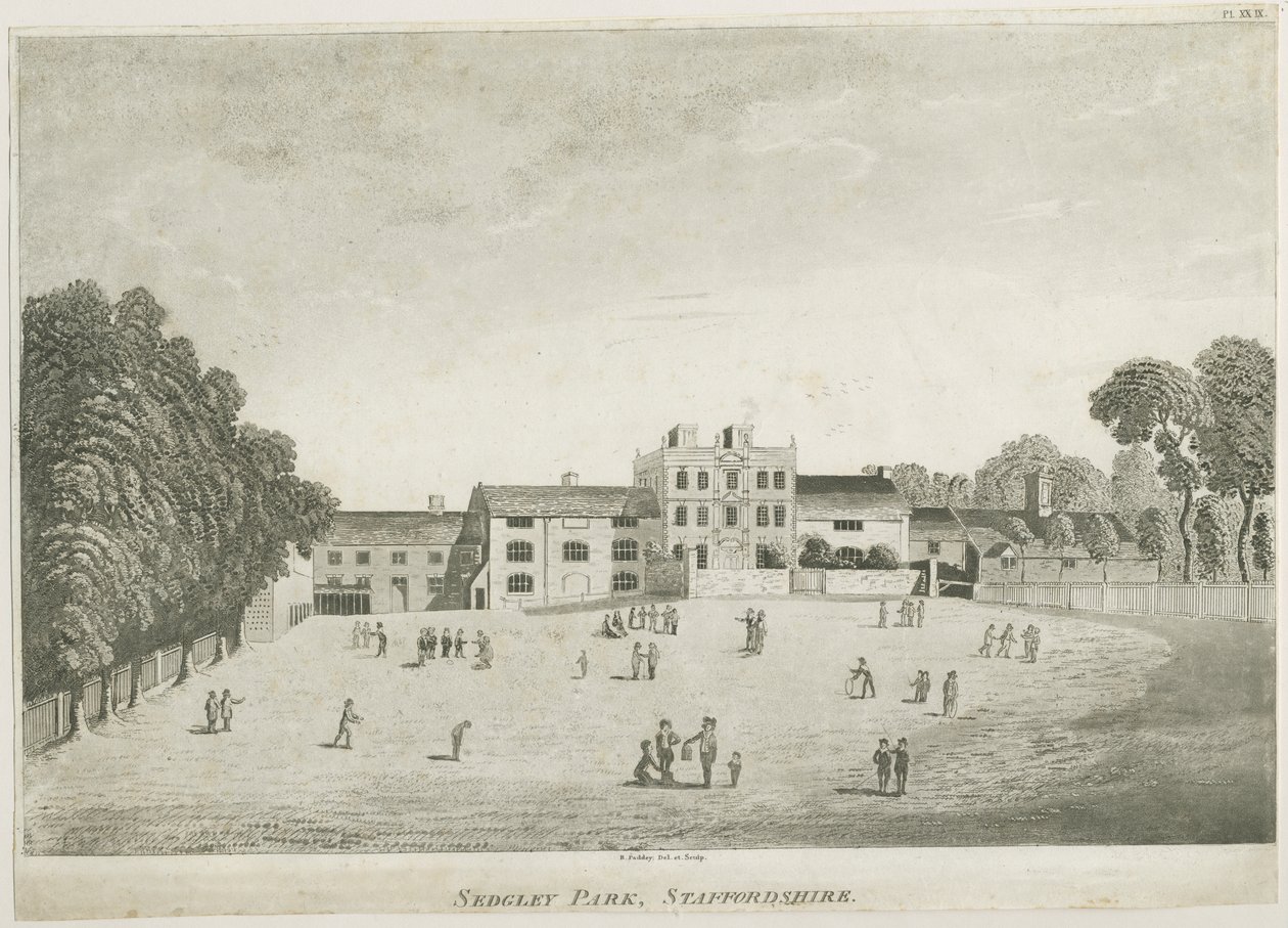 Szkoła Sedgley Park: grawerowanie akwatinty, bd [ok. 1797] (druk) autorstwa School English