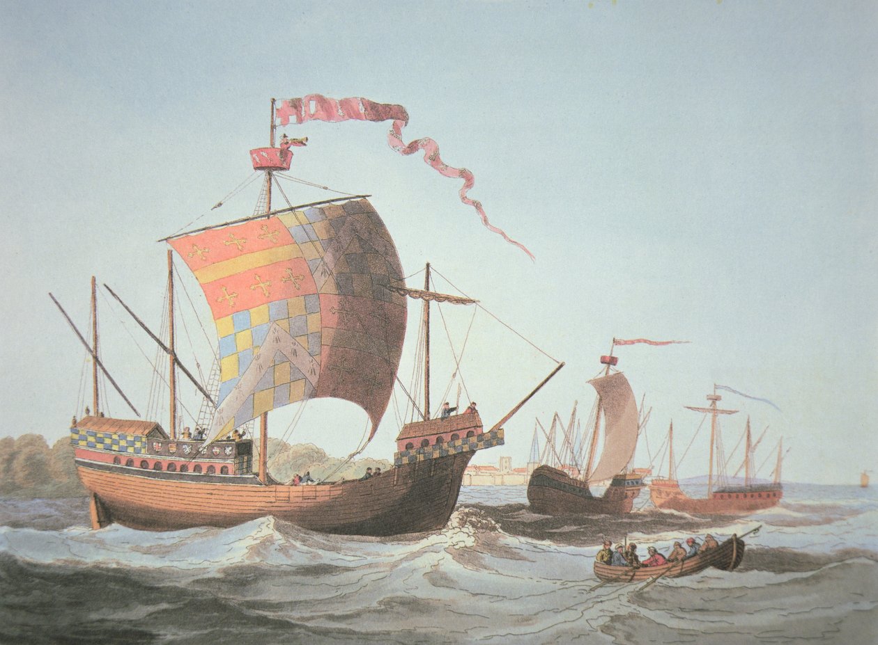 Statki za panowania Edwarda IV w 1482 (kolor lito) autorstwa School English