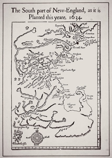 Południowa część Nowej Anglii zasadzona w tym roku 1634 (lito) autorstwa School English