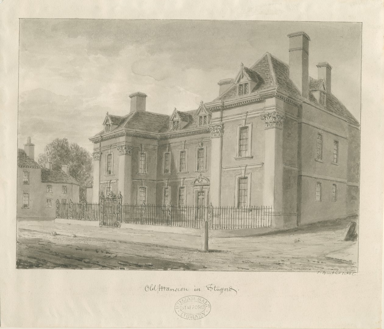 Staffordshire Hall: malarstwo akwarela autorstwa School English