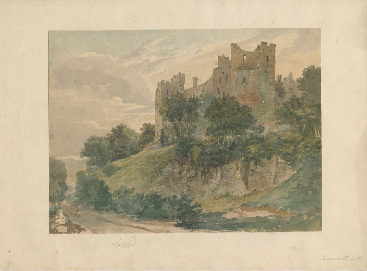 Zamek Tamworth: rysunek akwarelowy, II [?XIX w.] (malarstwo) autorstwa School English