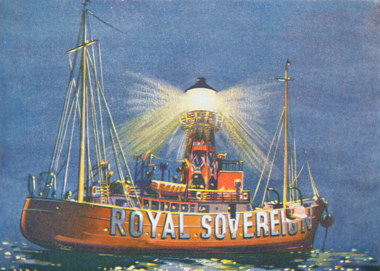Royal Sovereign Lightship, stacjonujący w Beachy Head, Wielka Brytania (kolor lito) autorstwa School English