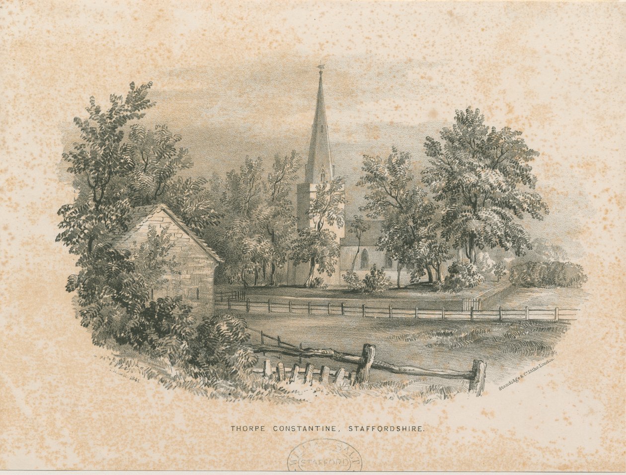 Thorpe Constantine Church: litografia (winietowana) autorstwa School English