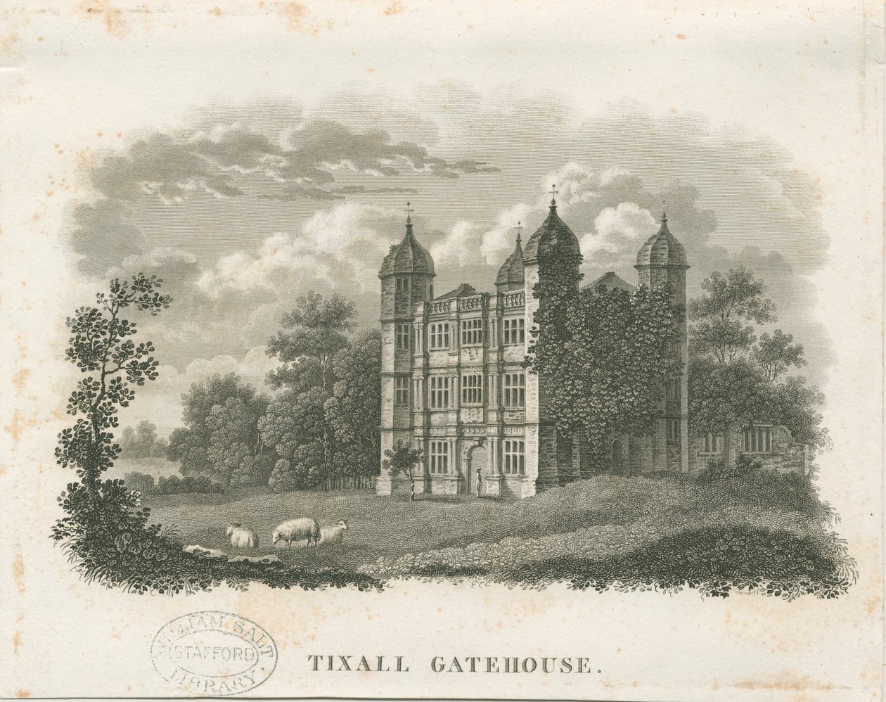 Tixall Hall - Brama: grawer (winiety) i [pocz. XIX w.] (druk) autorstwa School English