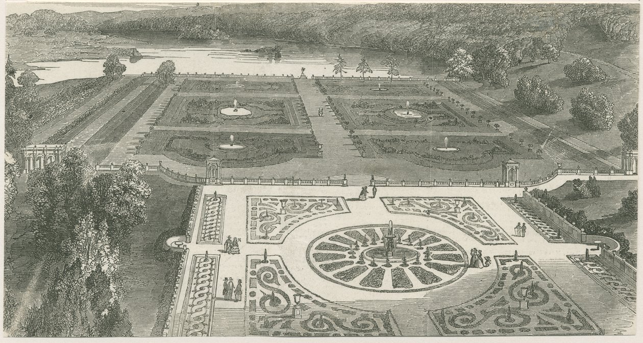 Trentham Gardens: drzeworyt i [?XIX w.] (druk) autorstwa School English
