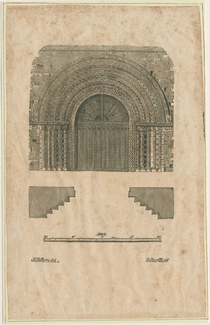 Tutbury Priory Church - West Doorway: drzeworyt grawerowany, bd [?początek XIX wieku] (druk) autorstwa School English