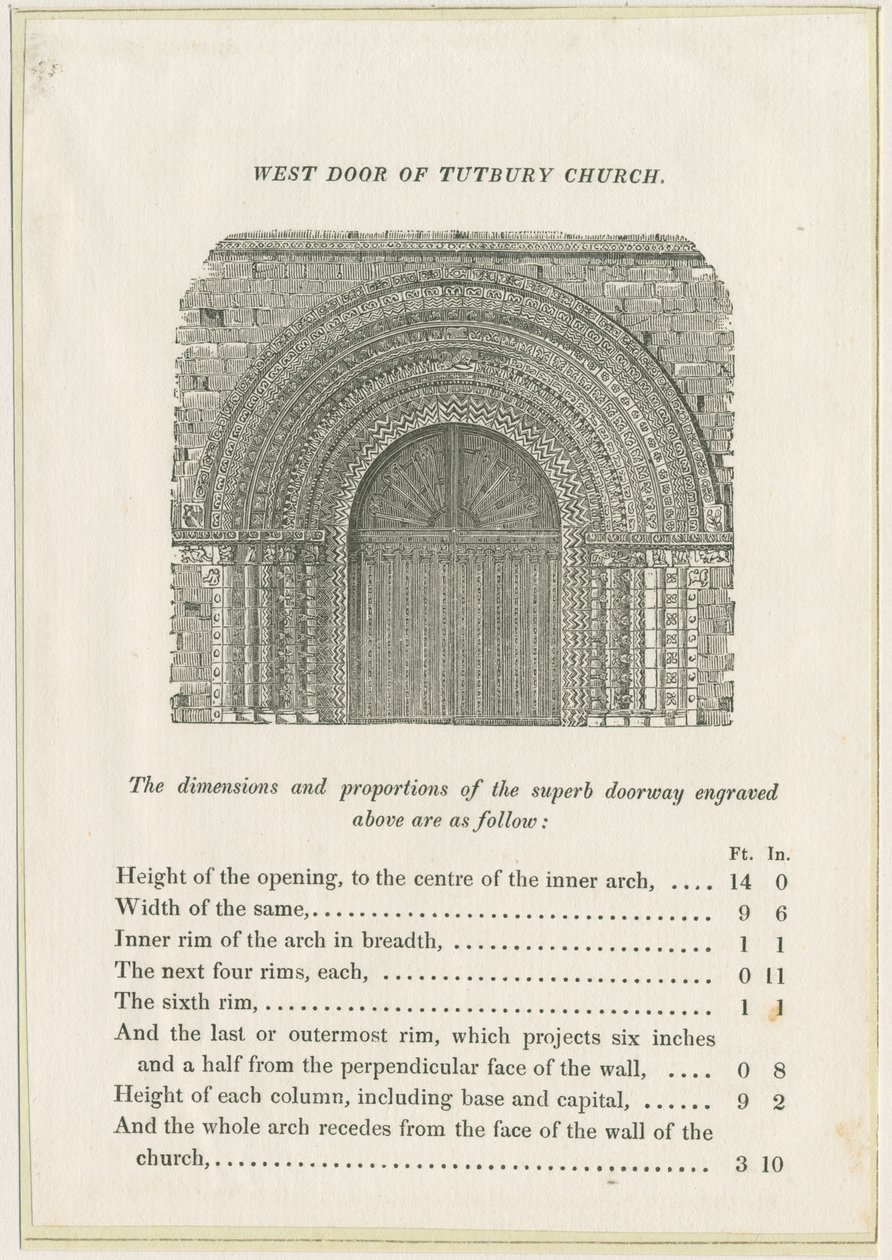 Tutbury Priory Church: West Doorway: grawerowanie, nd [c 1832] (druk) autorstwa School English