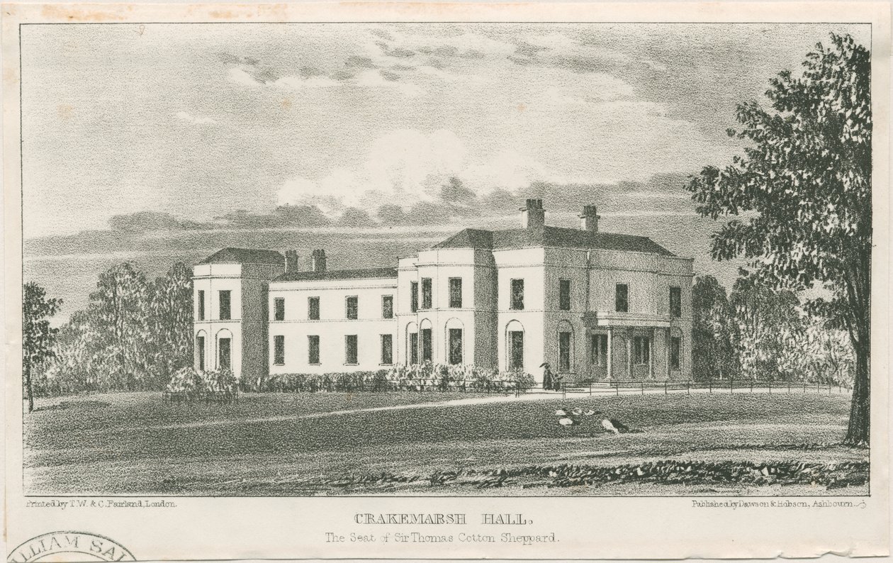 Uttoxeter - Crakemarsh Hall: litografia, bd [ok. 1839] (druk) autorstwa School English