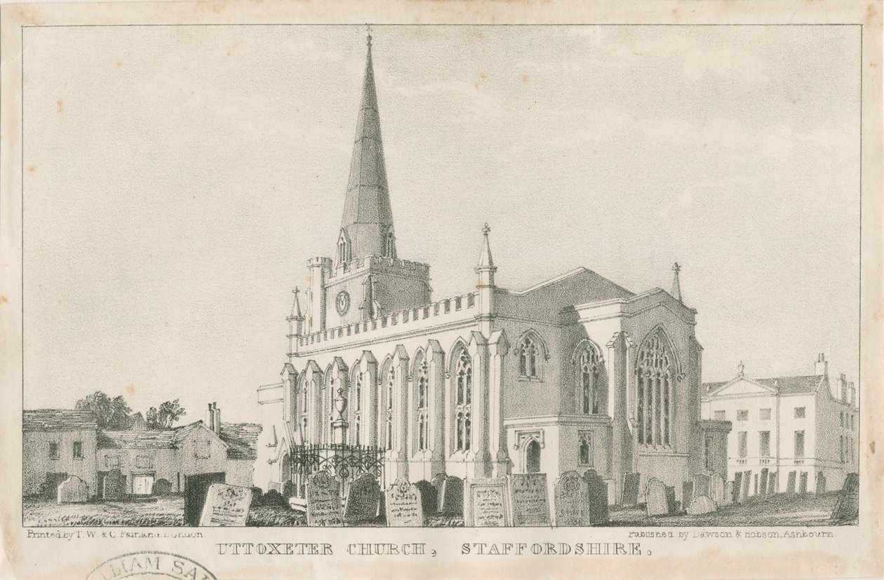 Kościół w Uttoxeter [Nowość]: litografia, nd [c 1839] (druk) autorstwa School English