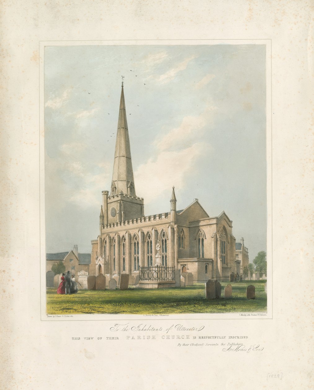 Kościół w Uttoxeter [Nowość]: litografia malowana, bd [ok. 1828] (druk) autorstwa School English