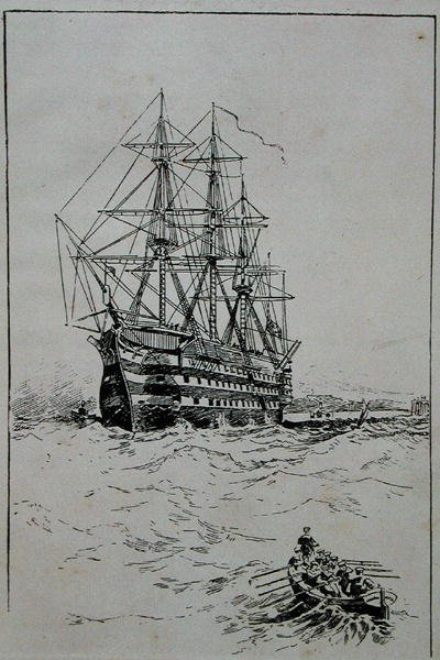 „Zwycięstwo” w Anchor, Portsmouth (grawerowanie) autorstwa School English