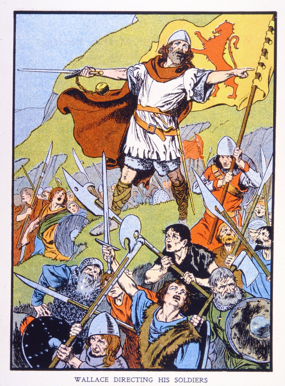 William Wallace kierujący swoimi żołnierzami (kolor lito) autorstwa School English