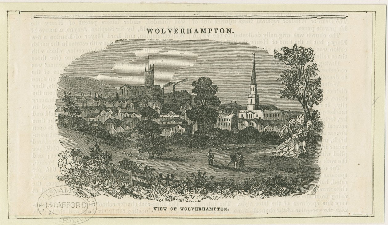 Wolverhampton - Widok z daleka [z Penn Road]: drzeworyt, nd [XIX w.] (druk) autorstwa School English