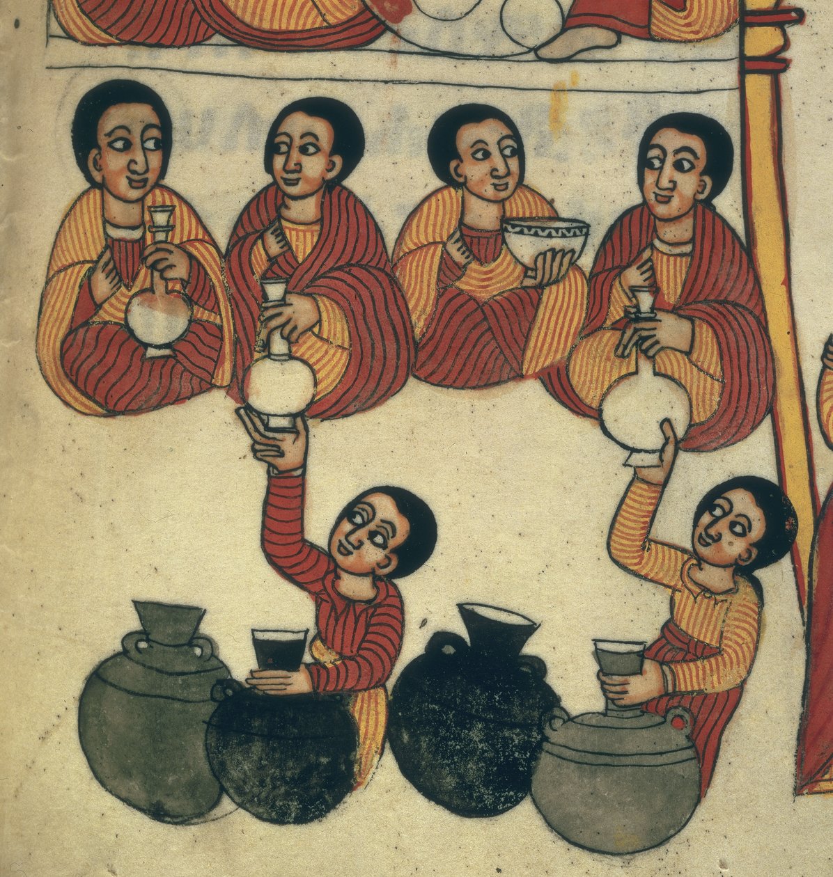 Scena picia, z „Cudów Najświętszej Maryi Panny” (welum) autorstwa School Ethiopian