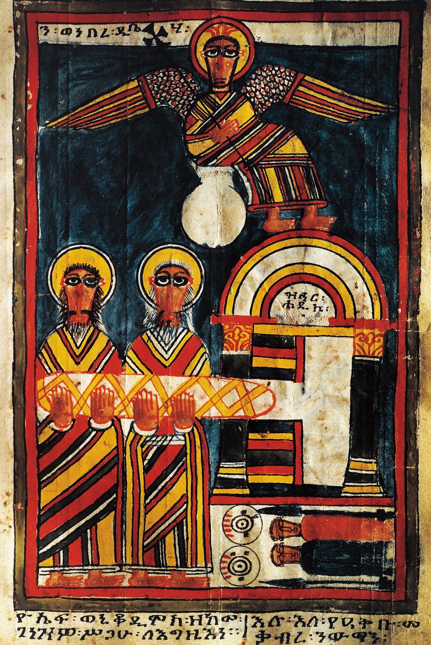 Jezus i złodzieje, miniatura Ewangelii autorstwa School Ethiopian