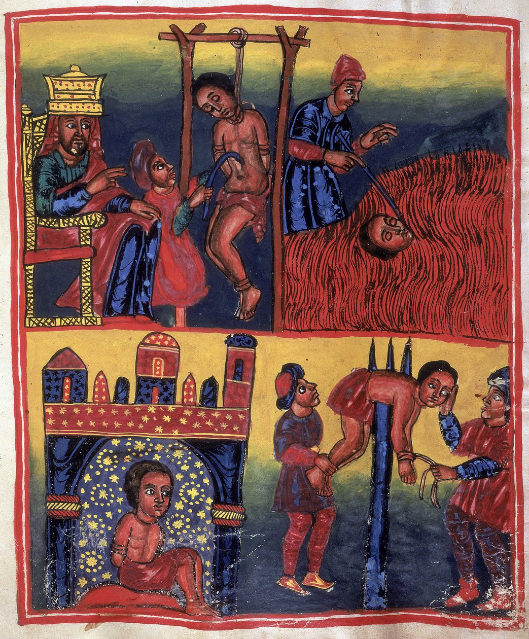 Sceny tortur i śmierci z „Dziejów św. Jerzego” autorstwa School Ethiopian
