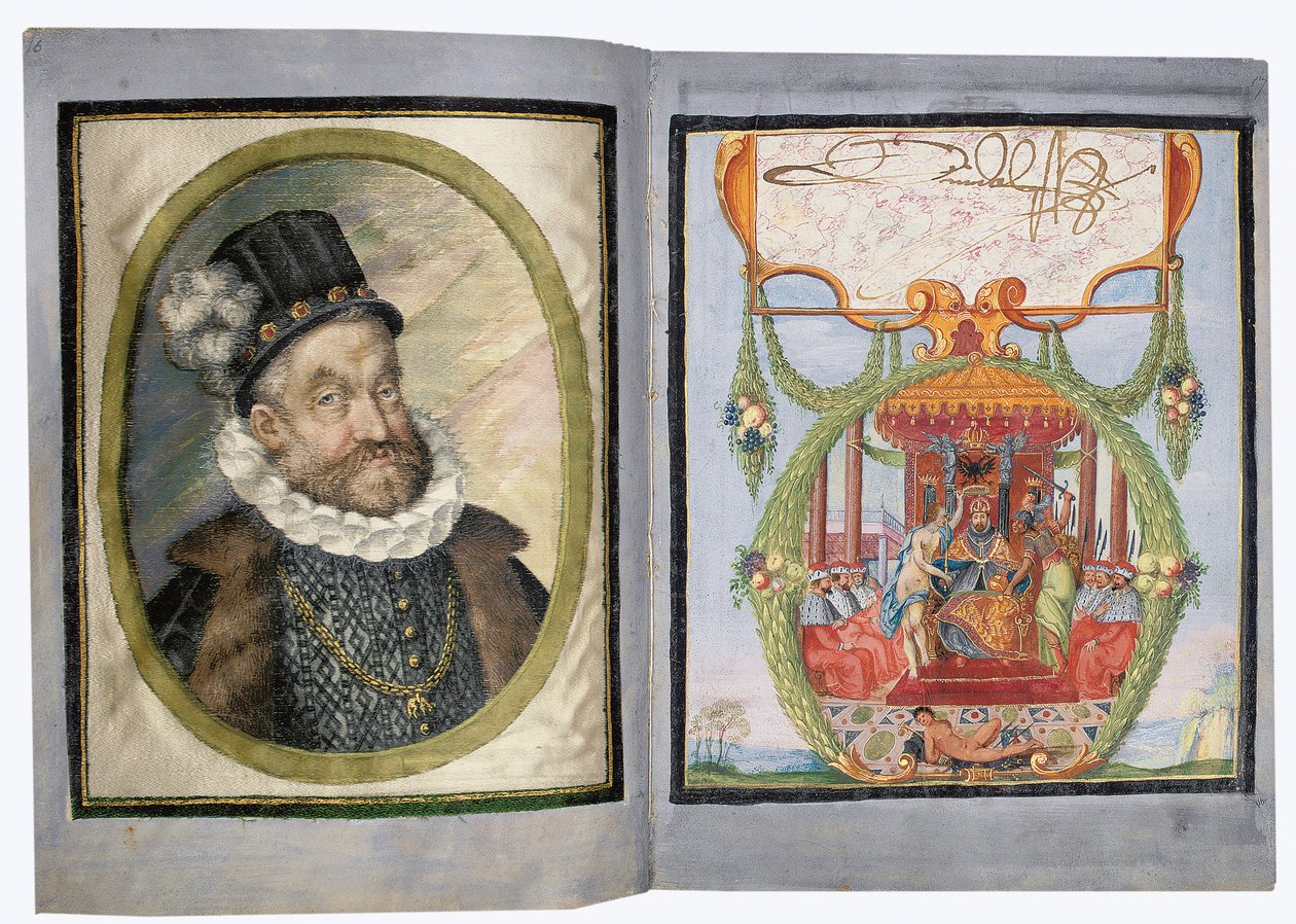 Strony z albumu Amicorum Philippa Hainhofera autorstwa School European