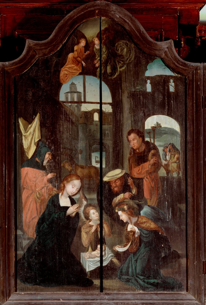 Tryptyk Narodzenia, panel centralny (olej na drewnie) autorstwa School Flemish