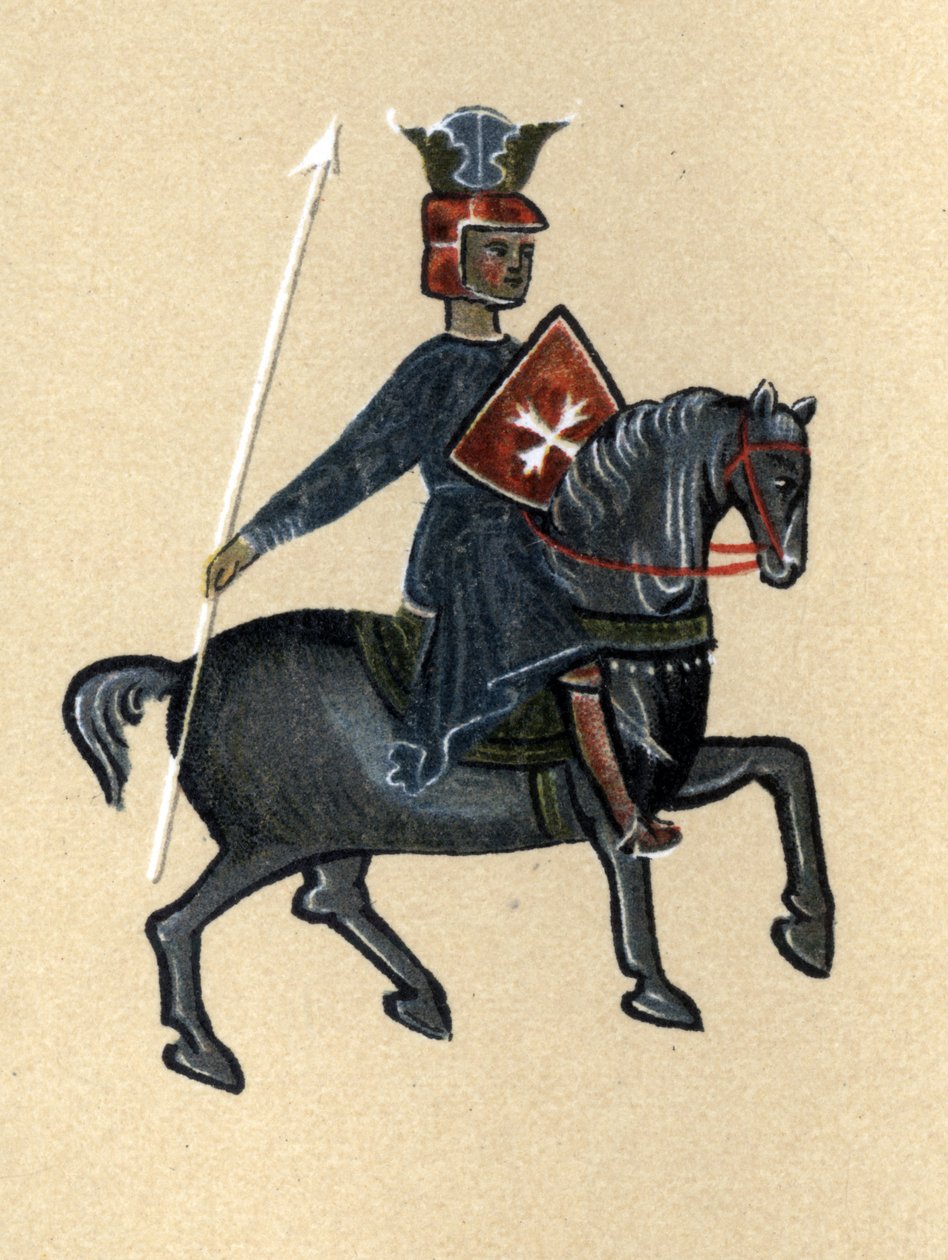 Trubadur średniowiecza, ilustracja z „Histoire de la Literature Francaise” Hermanna Suchiera autorstwa School French