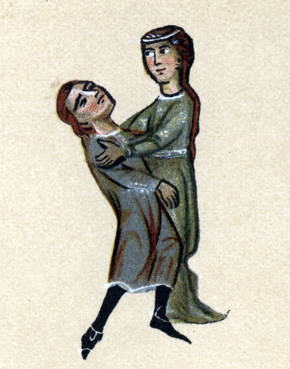 Trubadur średniowiecza, ilustracja z „Histoire de la Literature Francaise” Hermanna Suchiera autorstwa School French
