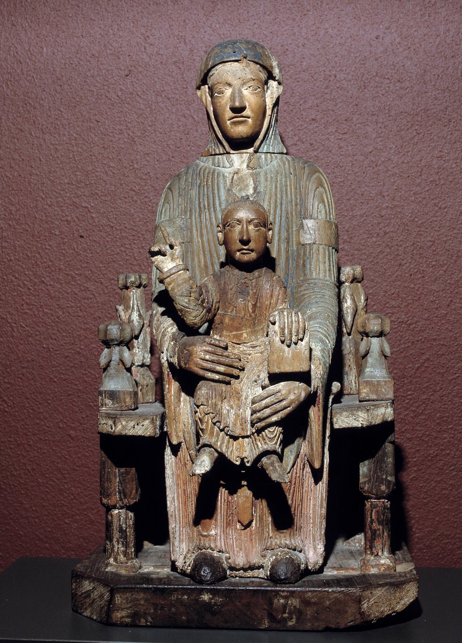 Sztuka Francji: Dziewica w majestatycznym dębie rzeźbionym (Owernia), średniowiecze. Riom, Muzeum Franciszka Mandeta autorstwa School French