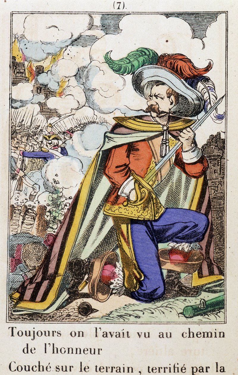 Kapitan Fracasse - Obraz Epinal „Zawsze widzieliśmy go na drodze honoru...”” powieść Theophile Gautier (1811-1872) autorstwa School French