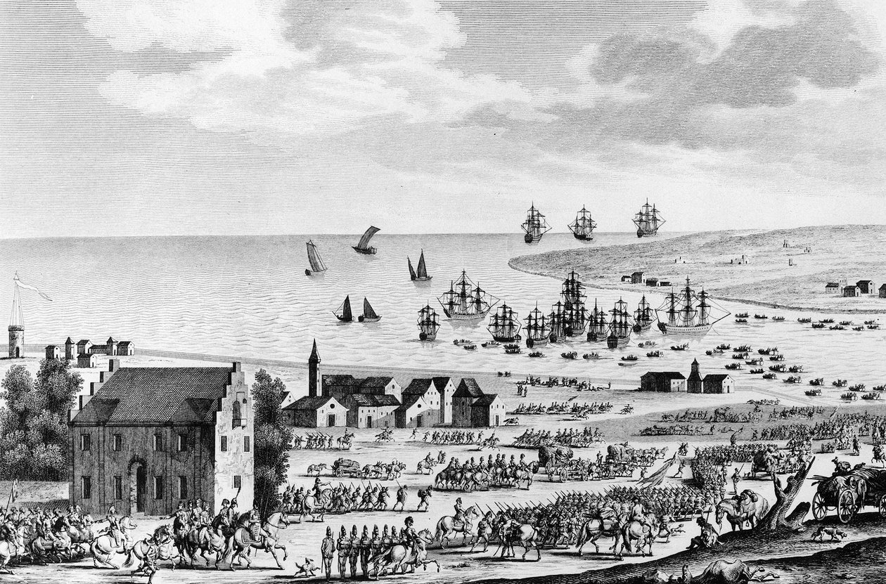 Ewakuacja Holandii przez rosyjskich Anglo i kapitulacja księcia Yorku w 10. mgle An VIII (1 listopada autorstwa School French