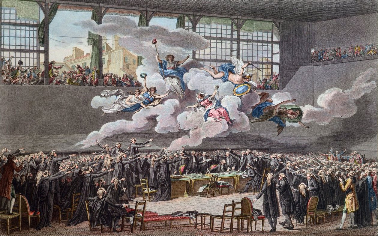 Rewolucja Francuska (1789-1799): Przysięga Jeu de Paume w Wersalu 20 czerwca 1789) (rewolucja francuska; Przysięga kortu tenisowego 20 czerwca 1789, Wersal) autorstwa School French