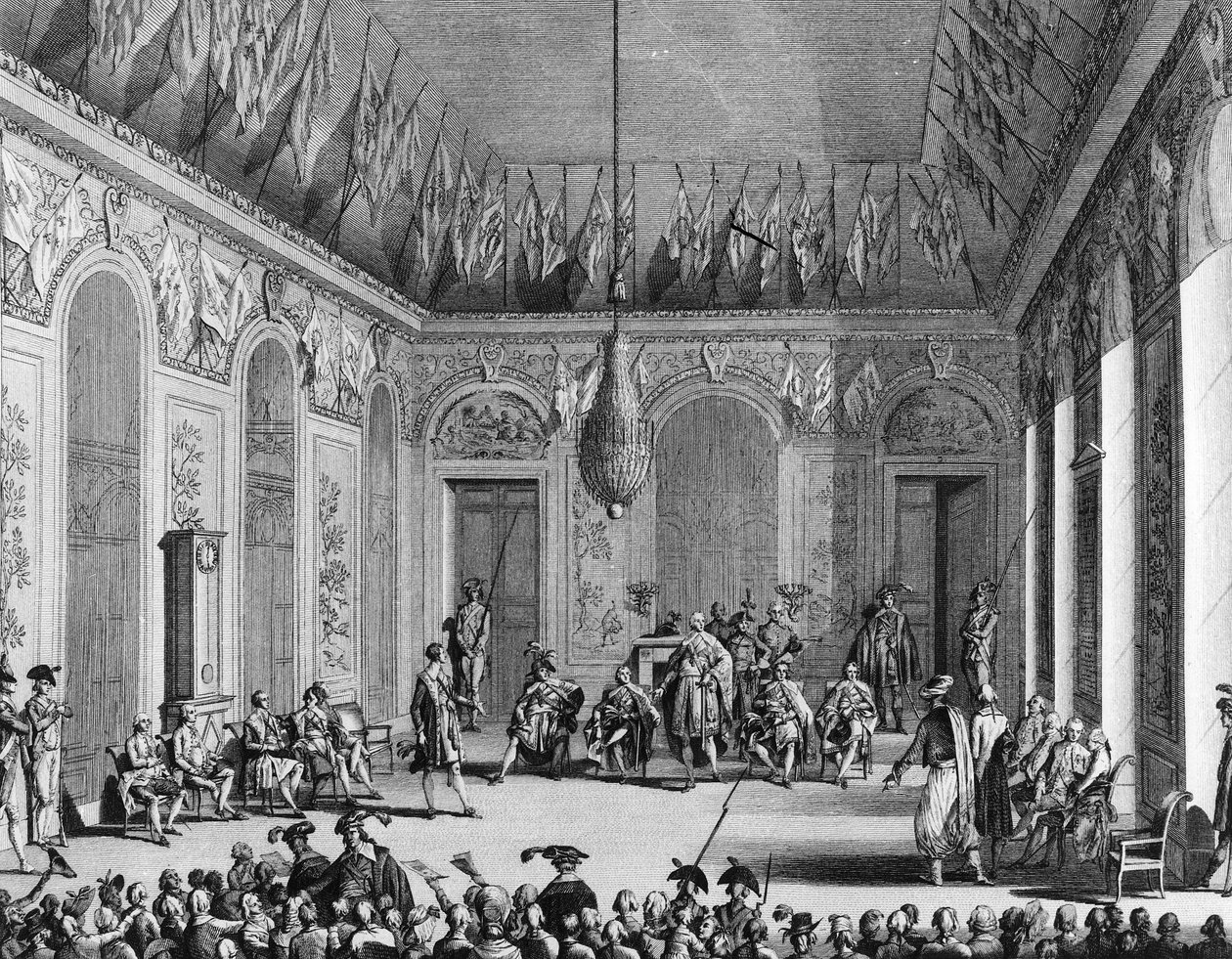 Rewolucja Francuska: Posiedzenie Rady Wykonawczej, reżim polityczny obciążony władzą wykonawczą, 30 brumaire An IV (21 listopada 1795). Paryż, Biblioteka Instytutu Historii Rewolucji. autorstwa School French
