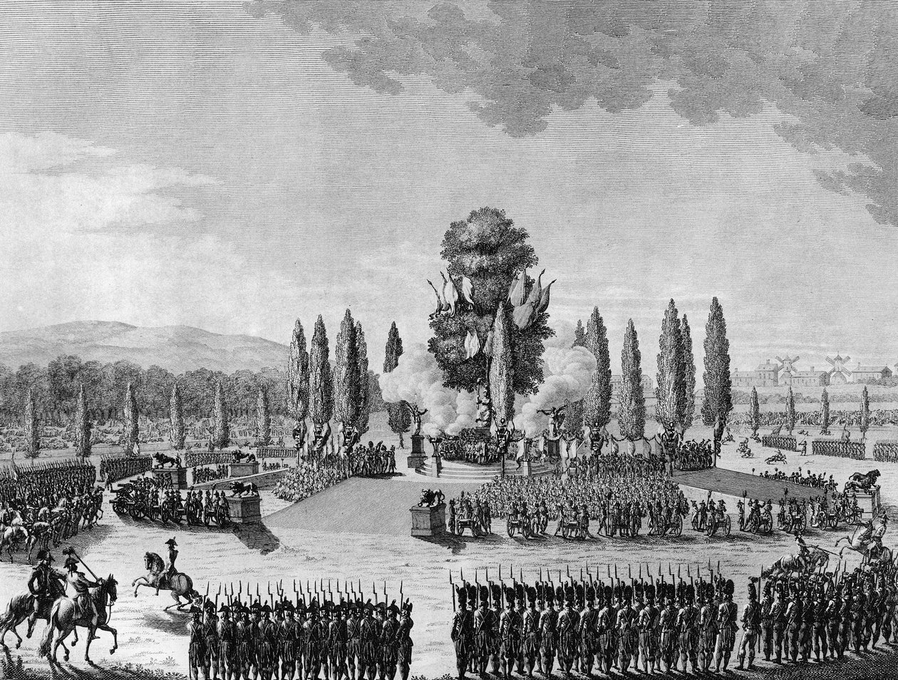 Rewolucja francuska: Republikańska fete des victoires au champs de mars w Paryżu podczas 10. Prairial IV (29 maja) autorstwa School French