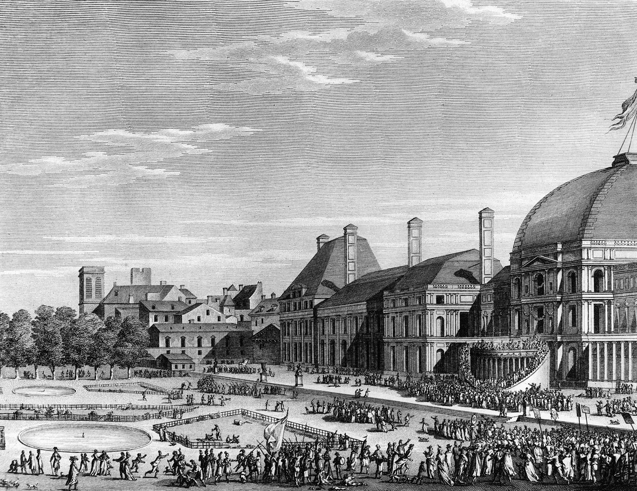 Rewolucja francuska: republikański festyn najwyższej istoty w dniu 8 czerwca 1794 na Polach Marsowych prowadzony przez Maximiliena de Robespierre (1758-1794). Paryż, Biblioteka Instytutu Historii Rewolucji autorstwa School French