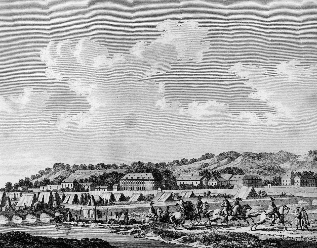Rewolucja francuska i ruchy kontrrewolucyjne: Zdeklarowany zdrajca narodu, Gilbert du Motier de La Fayette (1757-1834) potajemnie opuścił obóz przed Sedanem 19 sierpnia 1792 r. wraz z Cesarem de Latour Maubourg (Latour-Maubourg), Alexandre de Lameth i autorstwa School French