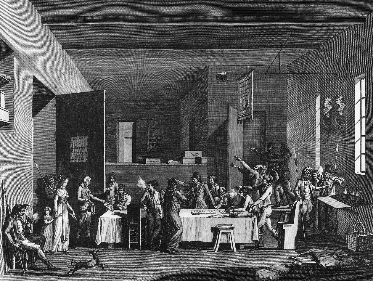 Rewolucja francuska i ruch antyrewolucyjny: wnętrze komitetu rewolucyjnego w latach terroru 1793-1794. Paryż, Biblioteka Instytutu Historii Rewolucji autorstwa School French