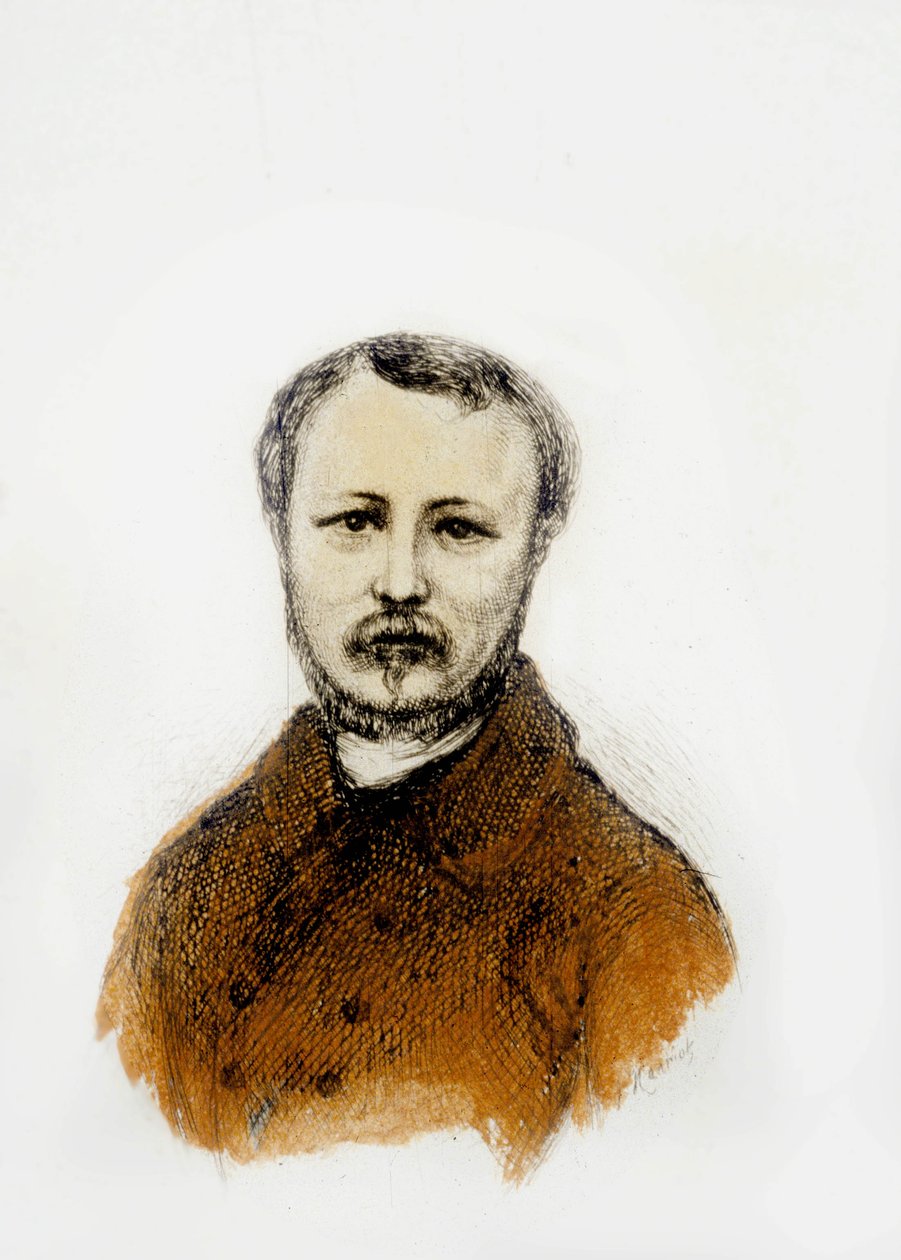 Gerard de Nerval (kolorowe grawerowanie) autorstwa School French
