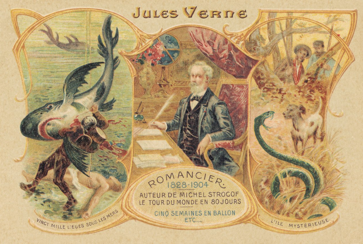 Jules Verne i jego słynne dzieła (druk) autorstwa School French