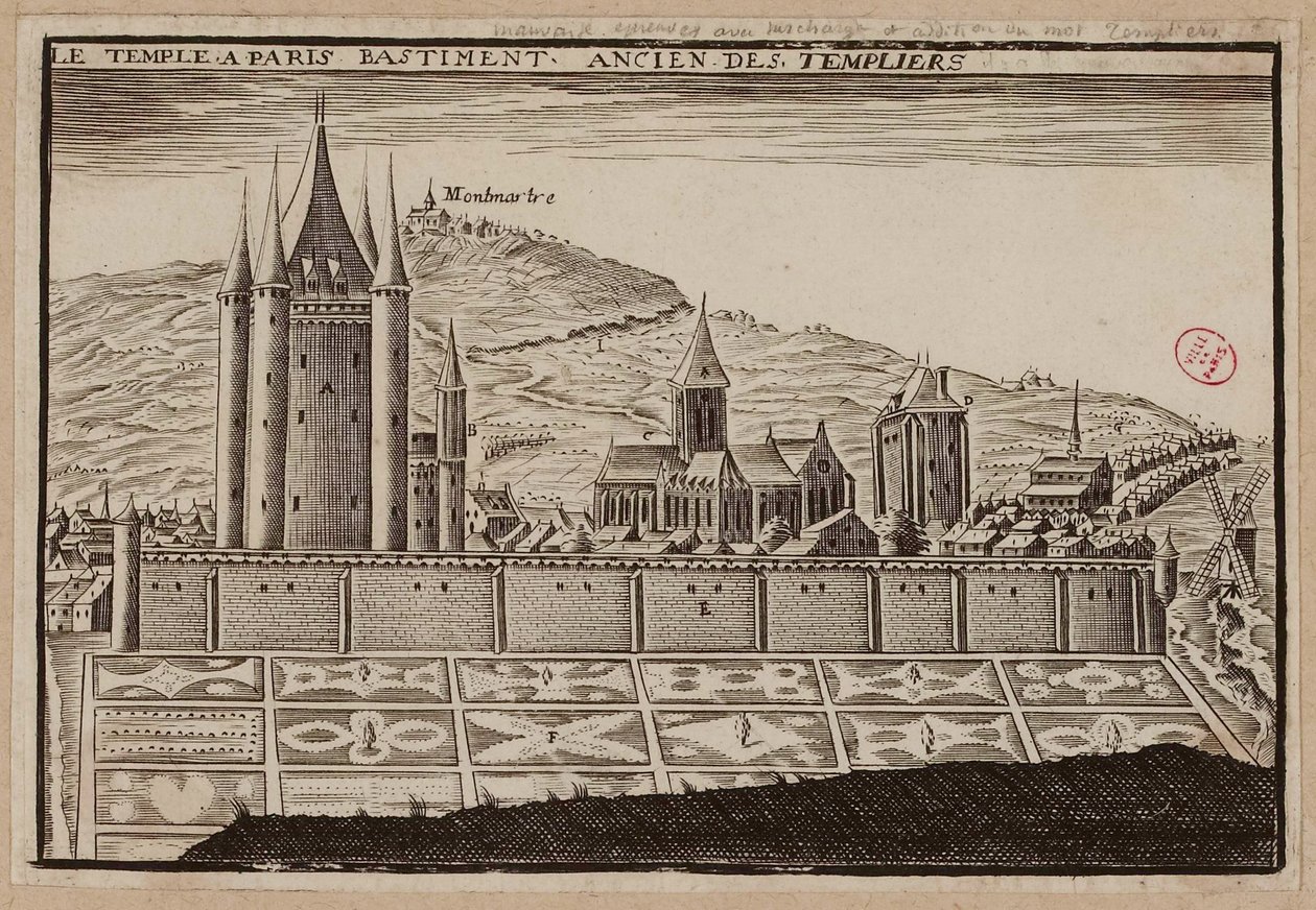 Świątynia w Paryżu, dawny budynek templariuszy (rycina) autorstwa School French